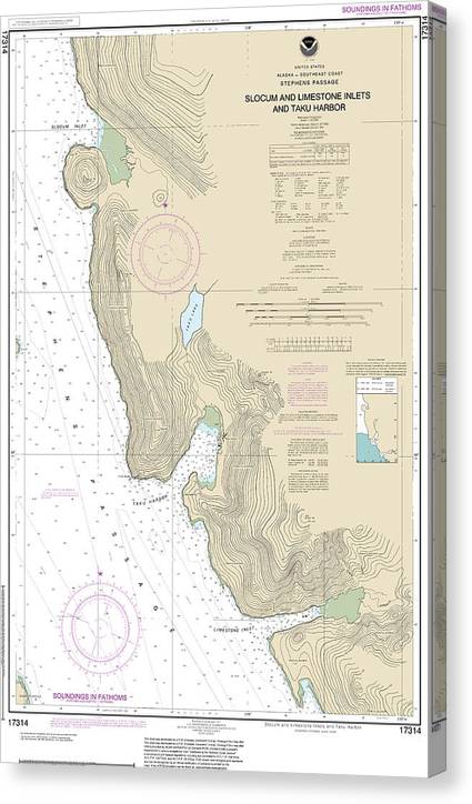 Nautical Chart-17314 Slocum-Limestone Inlets-Taku Harbor Canvas Print