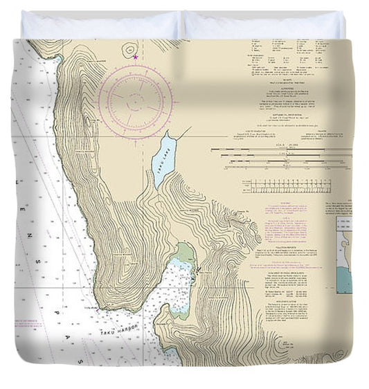 Nautical Chart 17314 Slocum Limestone Inlets Taku Harbor Duvet Cover