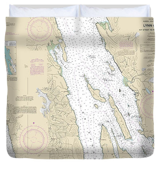 Nautical Chart 17316 Lynn Canal Icy Str Point Sherman, Funter Bay, Chatham Strait Duvet Cover