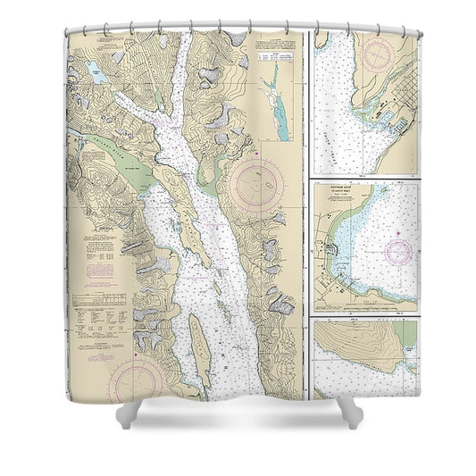 Nautical Chart 17317 Lynn Canal Point Sherman Skagway, Lutak Inlet, Skagway Nahku Bay, Portage Cove, Chilkoot Inlet Shower Curtain