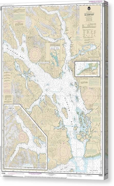 Nautical Chart-17318 Glacier Bay, Bartlett Cove Canvas Print