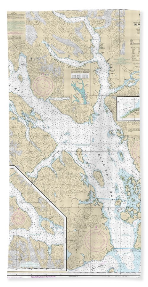 Nautical Chart-17318 Glacier Bay, Bartlett Cove - Bath Towel
