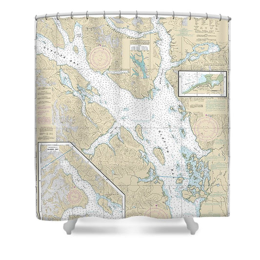 Nautical Chart 17318 Glacier Bay, Bartlett Cove Shower Curtain