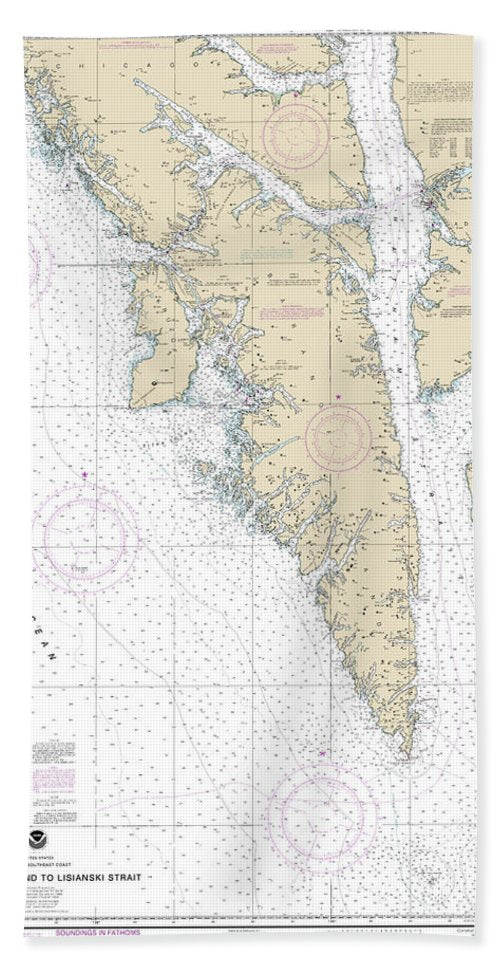 Nautical Chart-17320 Coronation Island-lisianski Strait - Bath Towel