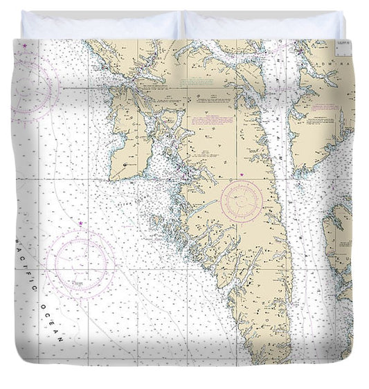 Nautical Chart 17320 Coronation Island Lisianski Strait Duvet Cover