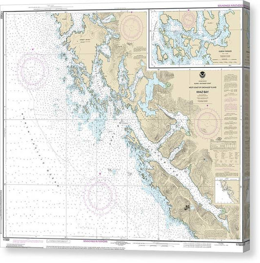 Nautical Chart-17322 Khaz Bay, Chichagof Island Elbow Passage Canvas Print