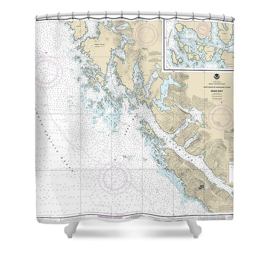 Nautical Chart 17322 Khaz Bay, Chichagof Island Elbow Passage Shower Curtain