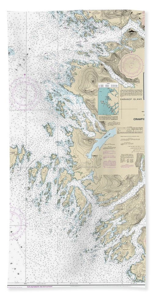 Nautical Chart-17326 Crawfish Inlet-sitka, Baranof I, Sawmill Cove - Bath Towel