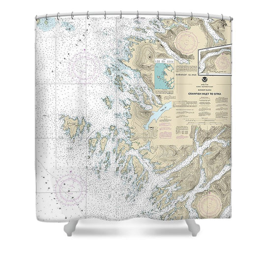 Nautical Chart 17326 Crawfish Inlet Sitka, Baranof I, Sawmill Cove Shower Curtain