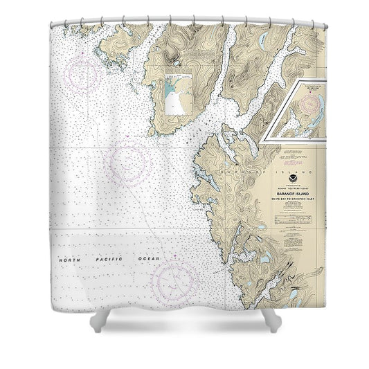 Nautical Chart 17328 Snipe Bay Crawfish Inlet,Baranof L Shower Curtain