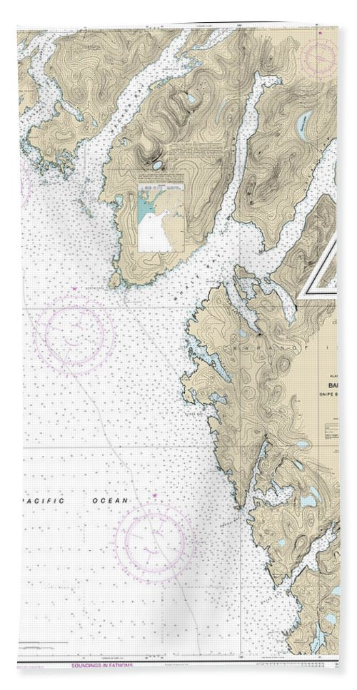 Nautical Chart-17328 Snipe Bay-crawfish Inlet,baranof L - Bath Towel
