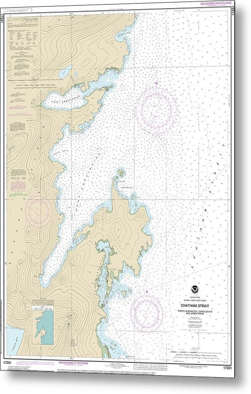 A beuatiful Metal Print of the Nautical Chart-17331 Chatham Strait Ports Alexander, Conclusion,-Armstrong - Metal Print by SeaKoast.  100% Guarenteed!