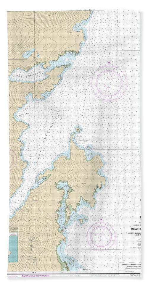Nautical Chart-17331 Chatham Strait Ports Alexander, Conclusion,-armstrong - Bath Towel