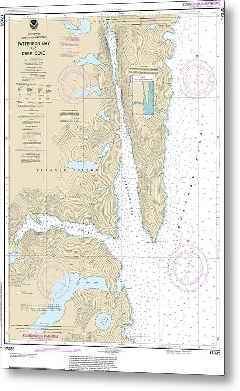 A beuatiful Metal Print of the Nautical Chart-17335 Patterson Bay-Deep Cove - Metal Print by SeaKoast.  100% Guarenteed!