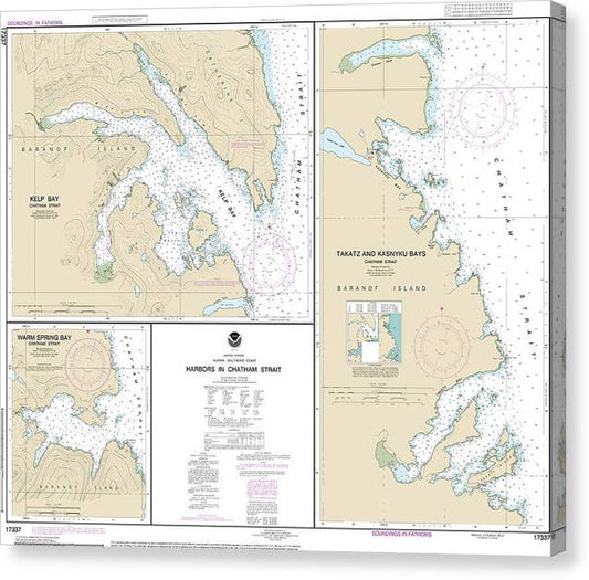 Nautical Chart-17337 Harbors In Chatham Strait Kelp Bay, Warm Spring Bay, Takatz-Kasnyku Bays Canvas Print
