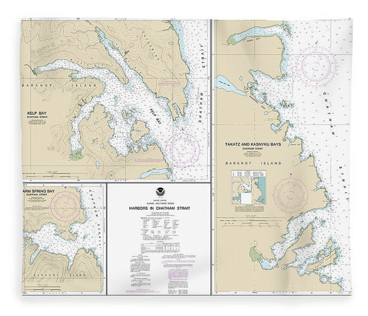 Nautical Chart 17337 Harbors In Chatham Strait Kelp Bay, Warm Spring Bay, Takatz Kasnyku Bays Blanket