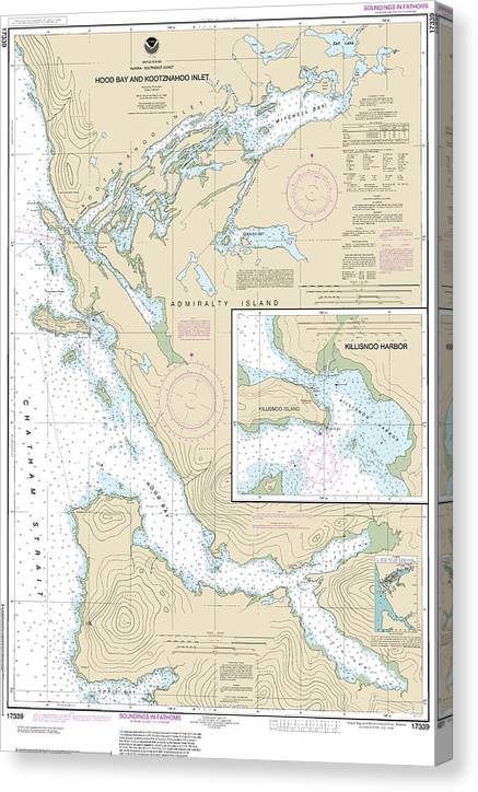Nautical Chart-17339 Hood Bay-Kootznahoo Inlet Canvas Print