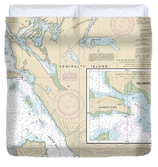 Nautical Chart 17339 Hood Bay Kootznahoo Inlet Duvet Cover