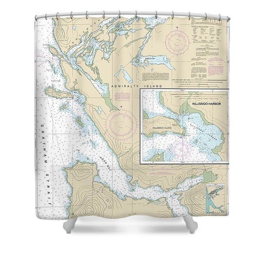 Nautical Chart 17339 Hood Bay Kootznahoo Inlet Shower Curtain