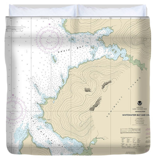Nautical Chart 17341 Whitewater Bay Chaik Bay, Chatham Strait Duvet Cover