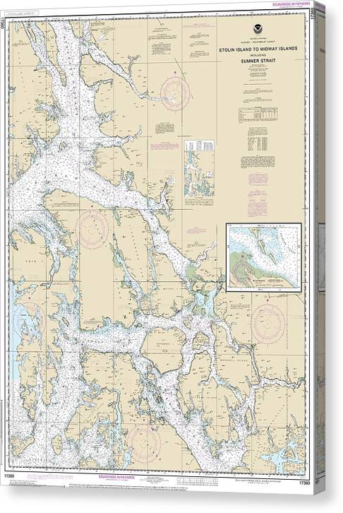 Nautical Chart-17360 Etolin Island-Midway Islands, Including Sumner Strait, Holkham Bay, Big Castle Island Canvas Print