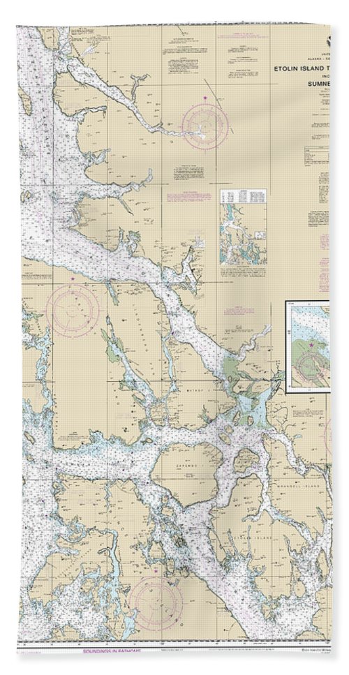 Nautical Chart-17360 Etolin Island-midway Islands, Including Sumner Strait, Holkham Bay, Big Castle Island - Bath Towel