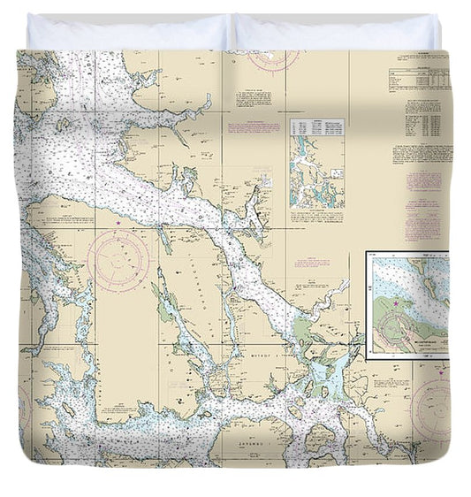 Nautical Chart 17360 Etolin Island Midway Islands, Including Sumner Strait, Holkham Bay, Big Castle Island Duvet Cover