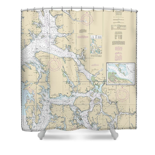 Nautical Chart 17360 Etolin Island Midway Islands, Including Sumner Strait, Holkham Bay, Big Castle Island Shower Curtain