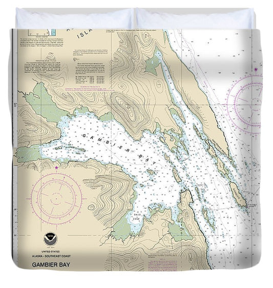 Nautical Chart 17362 Gambier Bay, Stephens Passage Duvet Cover