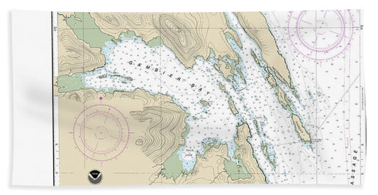Nautical Chart-17362 Gambier Bay, Stephens Passage - Bath Towel