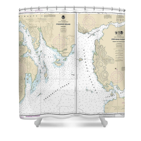 Nautical Chart 17363 Pybus Bay, Frederick Sound, Hobart Windham Bays, Stephens P Shower Curtain