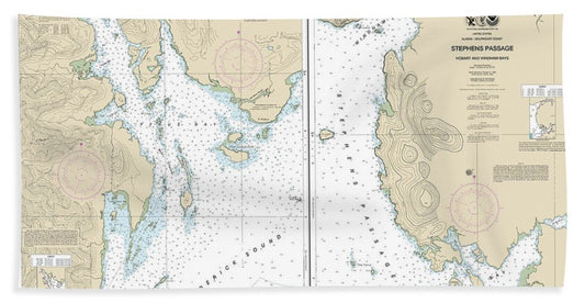 Nautical Chart-17363 Pybus Bay, Frederick Sound, Hobart-windham Bays, Stephens P - Bath Towel