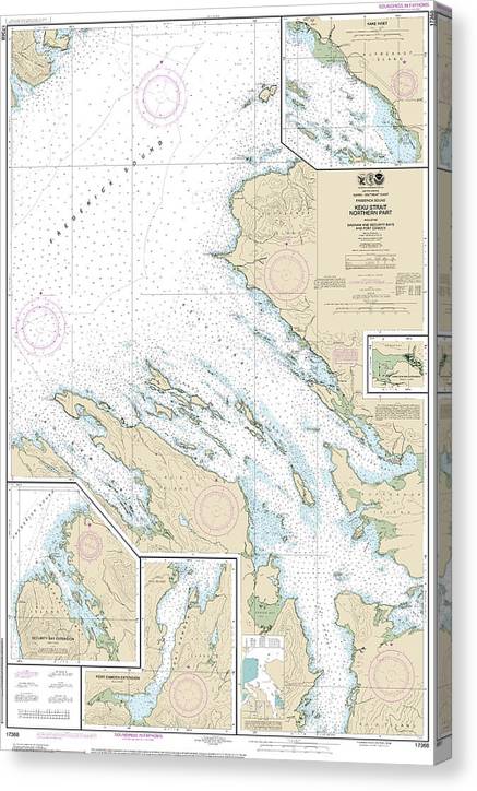 Nautical Chart-17368 Keku Strait-Northern Part, Including Saginaw-Security Bays-Port Camden, Kake Inset Canvas Print