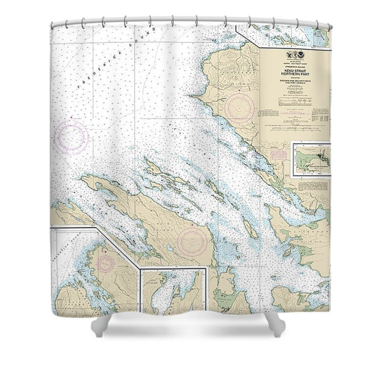 Nautical Chart 17368 Keku Strait Northern Part, Including Saginaw Security Bays Port Camden, Kake Inset Shower Curtain