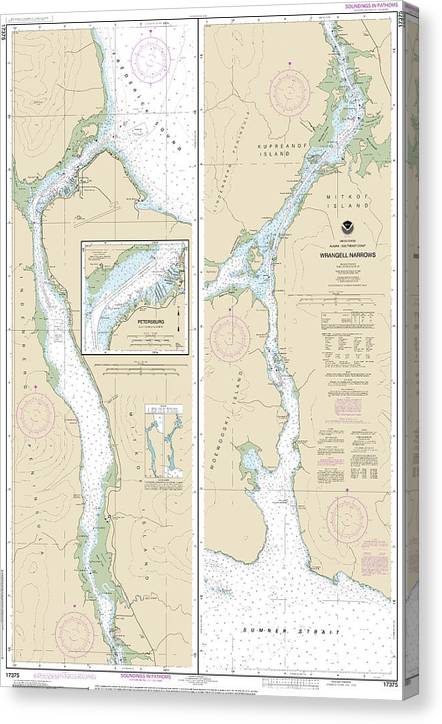 Nautical Chart-17375 Wrangell Narrows, Petersburg Harbor Canvas Print