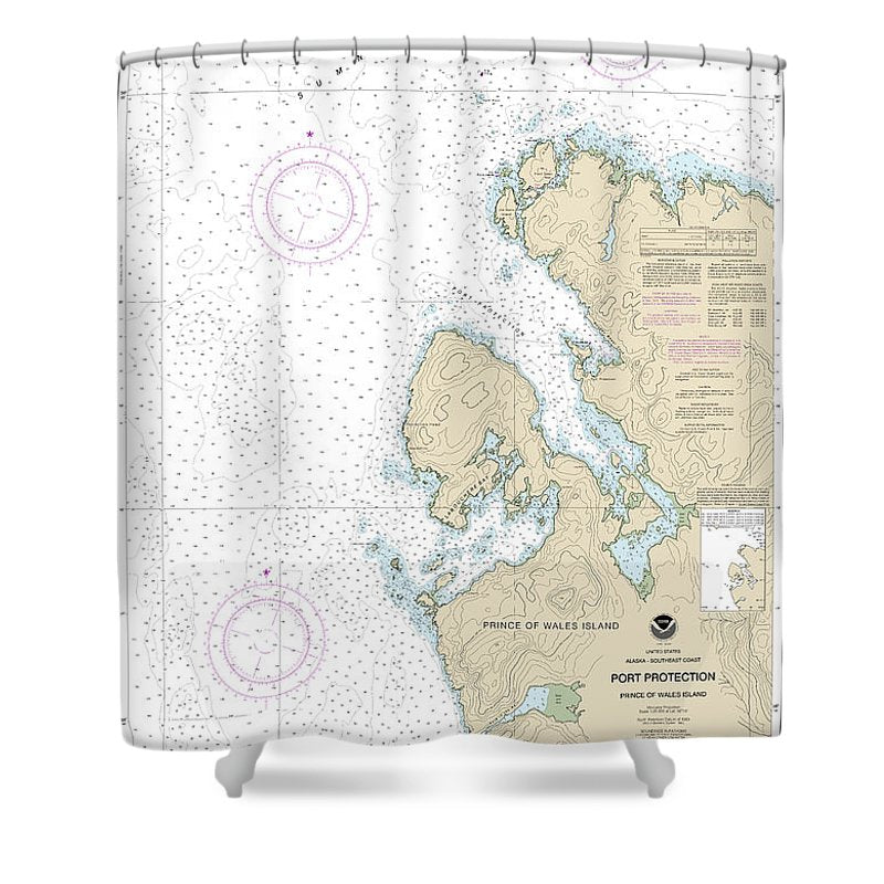 Kodiak Island, AK Nautical Chart Shower Curtain good / Made to Order