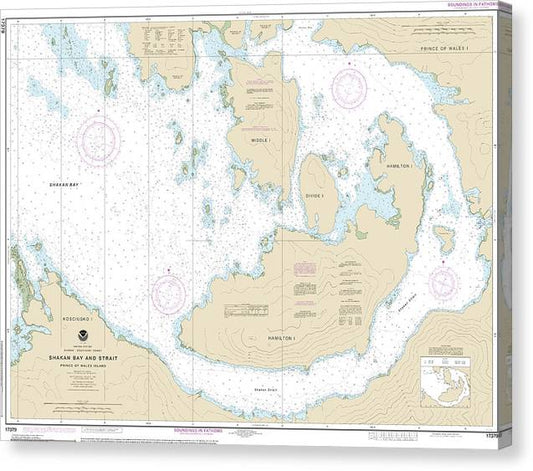Nautical Chart-17379 Shakan Bay-Strait, Alaska Canvas Print