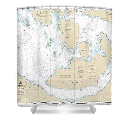Nautical Chart 17379 Shakan Bay Strait, Alaska Shower Curtain