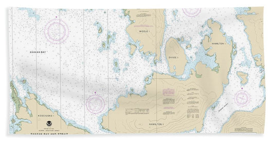 Nautical Chart-17379 Shakan Bay-strait, Alaska - Bath Towel