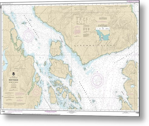 A beuatiful Metal Print of the Nautical Chart-17383 Snow Passage, Alaska - Metal Print by SeaKoast.  100% Guarenteed!