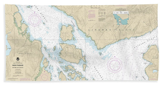 Nautical Chart-17383 Snow Passage, Alaska - Bath Towel