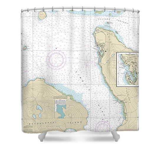 Nautical Chart 17384 Wrangell Harbor Approaches, Wrangell Harbor Shower Curtain