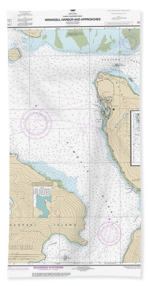 Nautical Chart-17384 Wrangell Harbor-approaches, Wrangell Harbor - Bath Towel