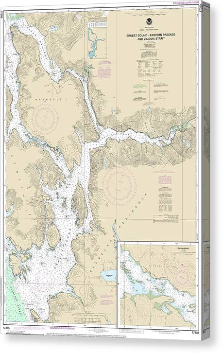 Nautical Chart-17385 Ernest Sound-Eastern Passage-Zimovia Strait, Zimovia Strait Canvas Print
