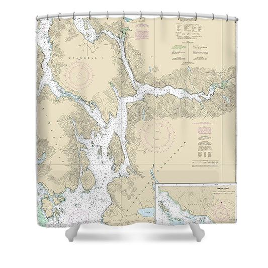 Nautical Chart 17385 Ernest Sound Eastern Passage Zimovia Strait, Zimovia Strait Shower Curtain