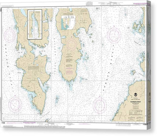 Nautical Chart-17386 Sumner Strait-Southern Part Canvas Print