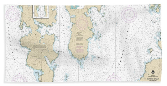 Nautical Chart-17386 Sumner Strait-southern Part - Bath Towel