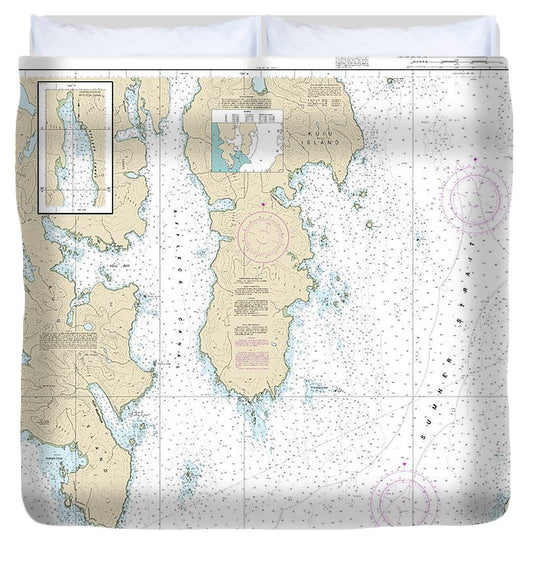 Nautical Chart 17386 Sumner Strait Southern Part Duvet Cover