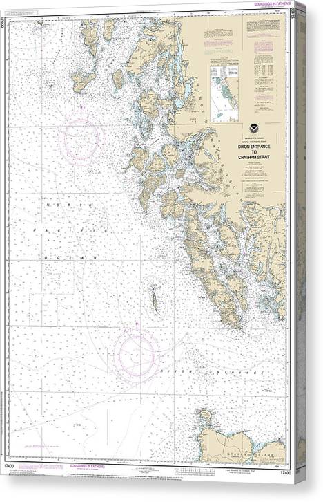Nautical Chart-17400 Dixon Entrance-Chatham Strait Canvas Print