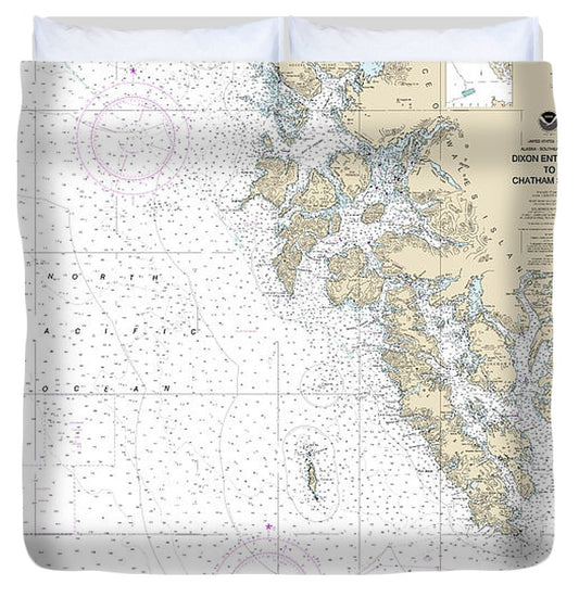 Nautical Chart 17400 Dixon Entrance Chatham Strait Duvet Cover